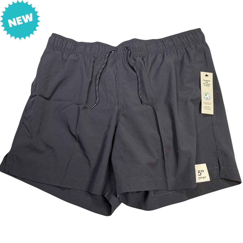No Boundaries Swim Trunks Men's Large Grey Quick Dry UPF 50+ Pockets Lined NWT